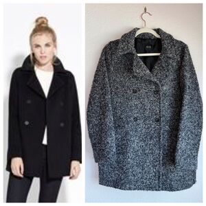 EUC AYR Wool Blend Cocoon Peacoat in Boucle Gray Melange Size Medium